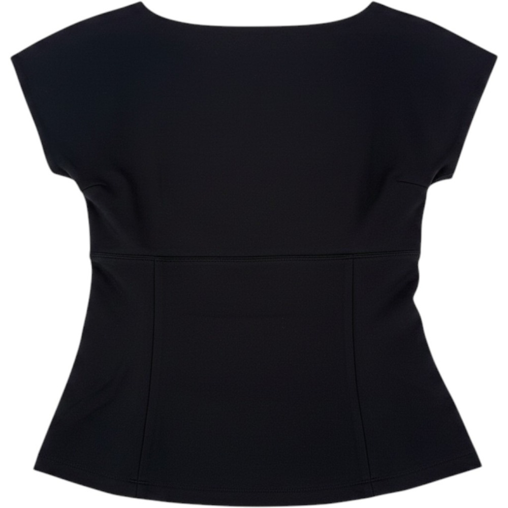 Girlfriend Collective Boatneck Short Sleeve Cut Out Top in Black Large NWT